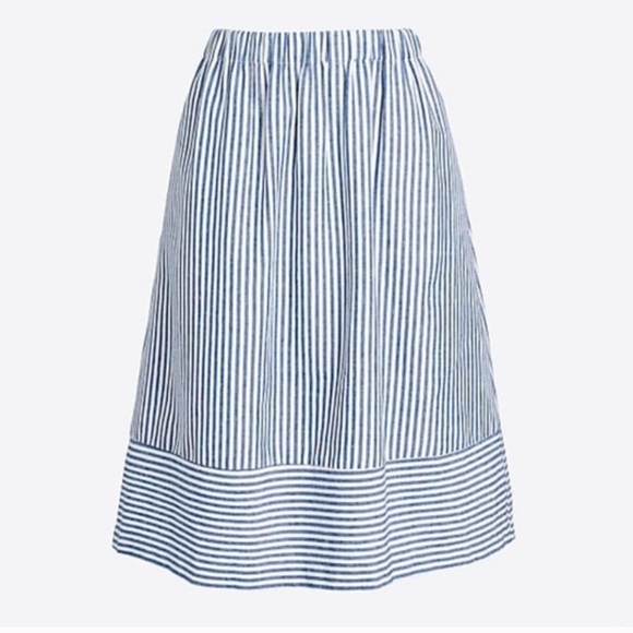 J.Crew Striped cotton-linen midi skirt size 2 - Picture 4 of 7